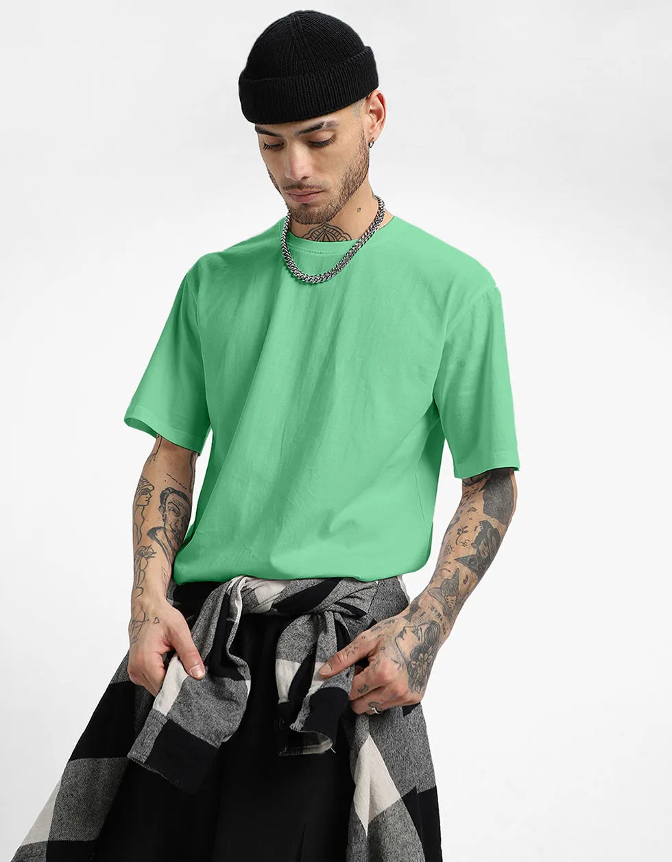 Men's Mint Solid Oversized T-shirt