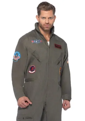 Men's Plus Top Gun Costume Flight Suit