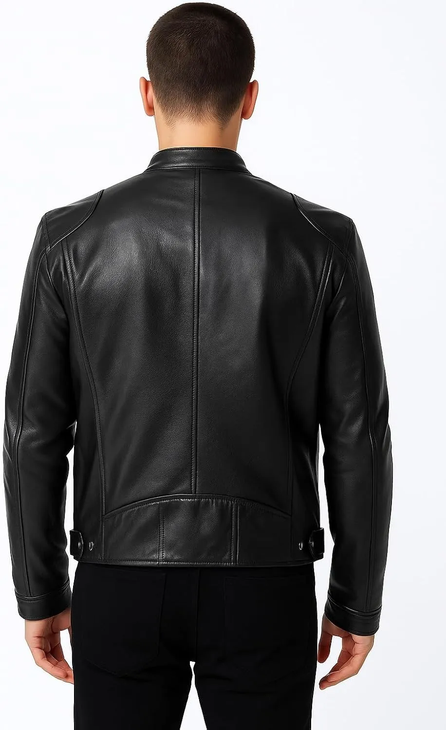 MEN'S VINTAGE REAL BLACK MOTORCYCLE JACKETS - Brown Genuine Lambskin Leather Biker Jacket for Men