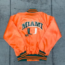 Miami Hurricanes: 1980's Satin Reverse Spellout Bomber Jacket (M)