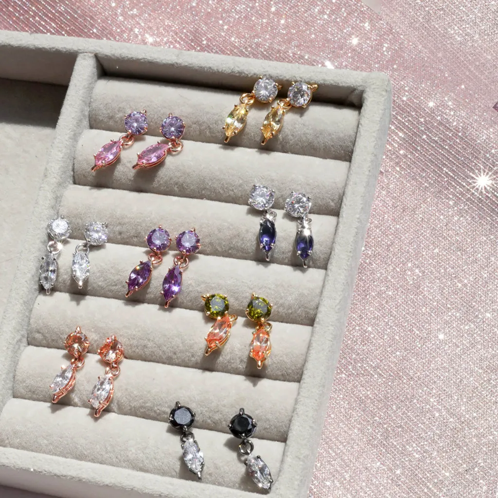 Mini Gems Earrings [Navy color]