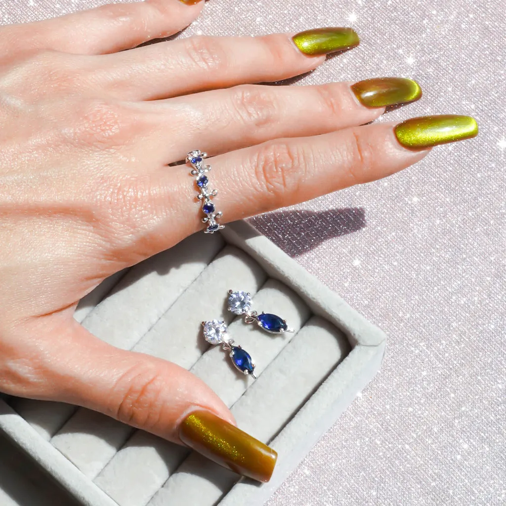 Mini Gems Earrings [Navy color]