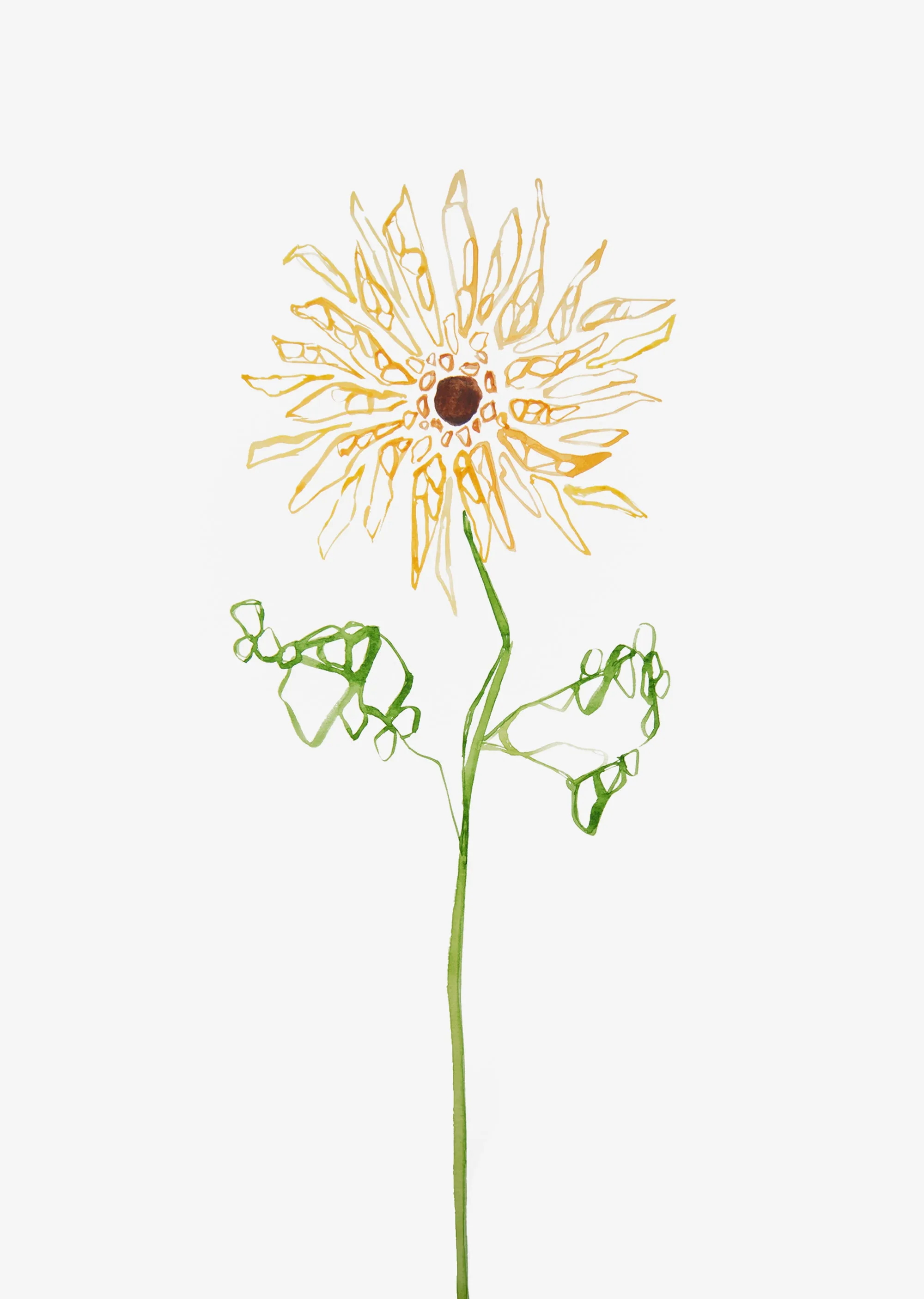 Minimal Sunflower Mosaic Wall Art Print