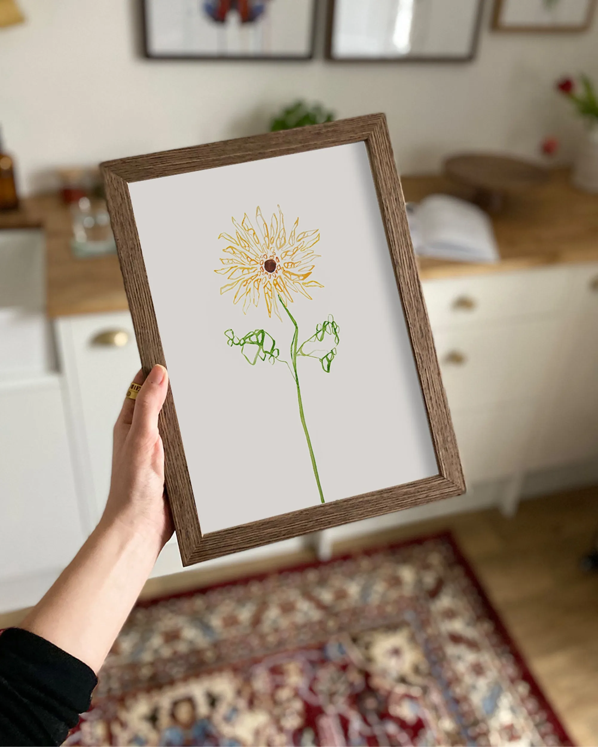 Minimal Sunflower Mosaic Wall Art Print