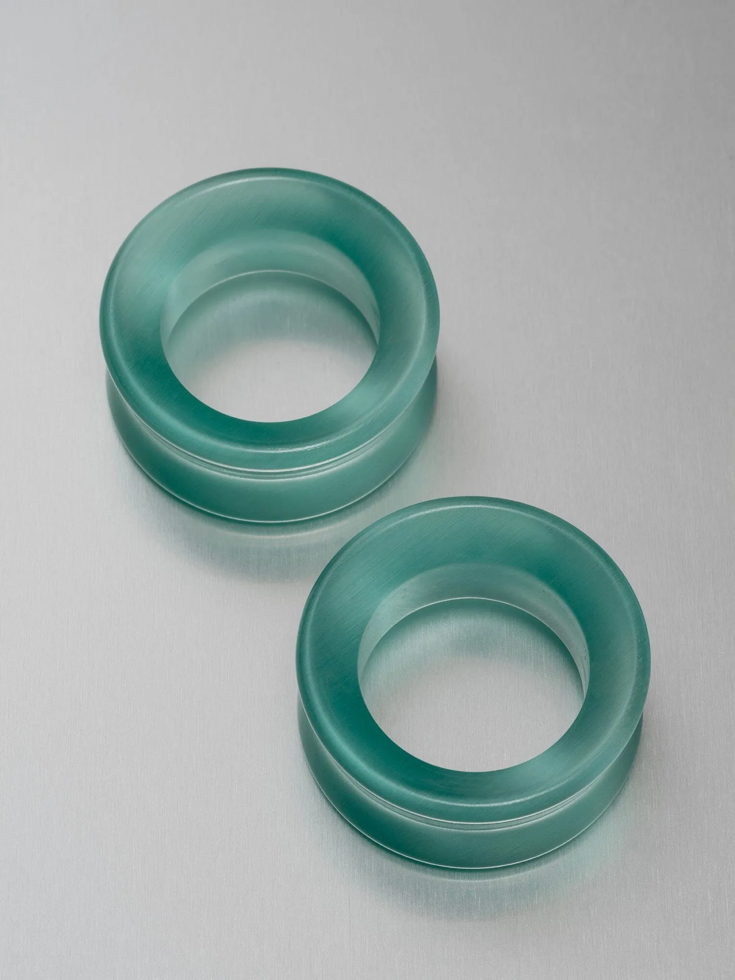 Mint Green Cat's Eye Stone Tunnels