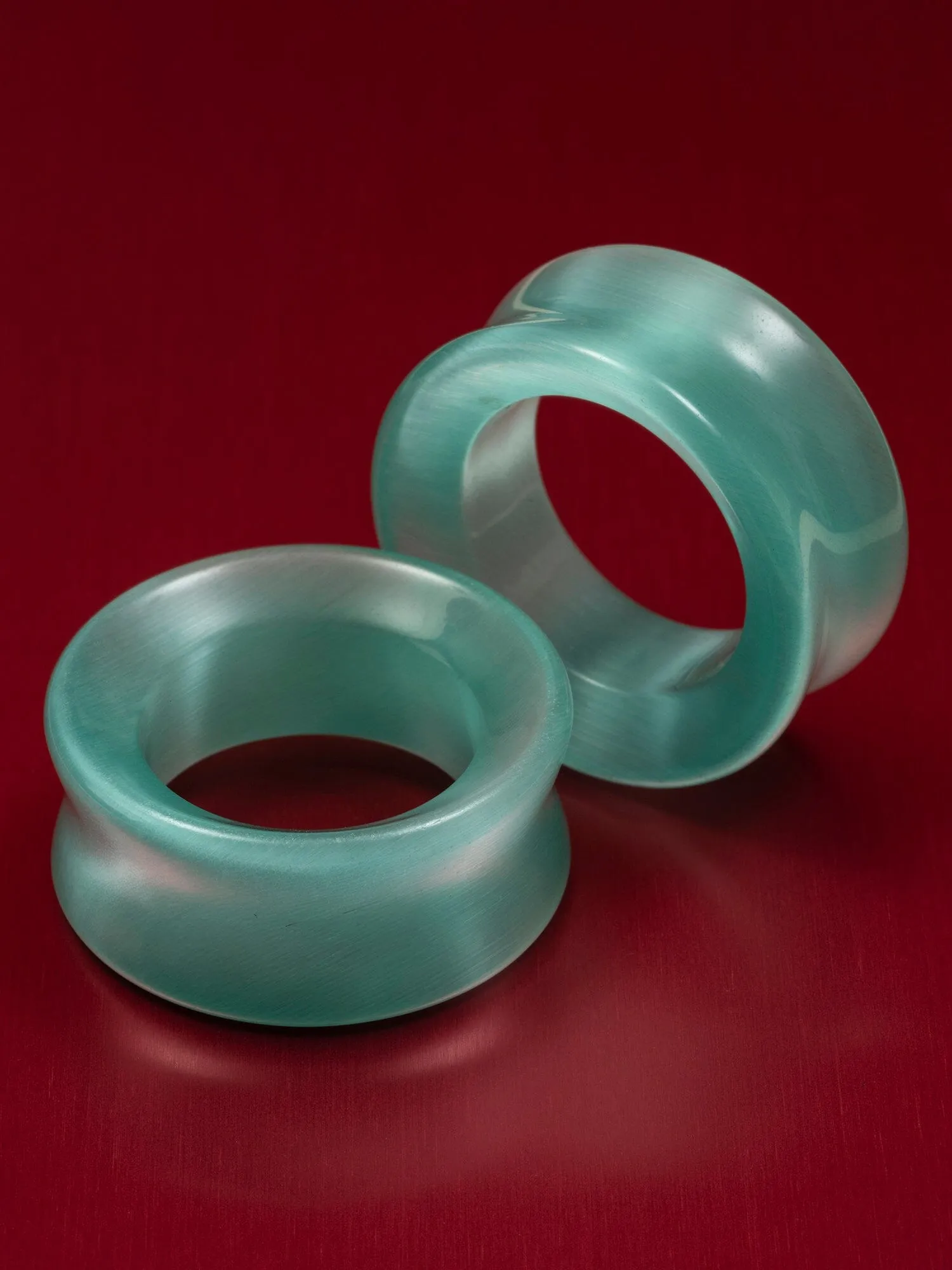 Mint Green Cat's Eye Stone Tunnels