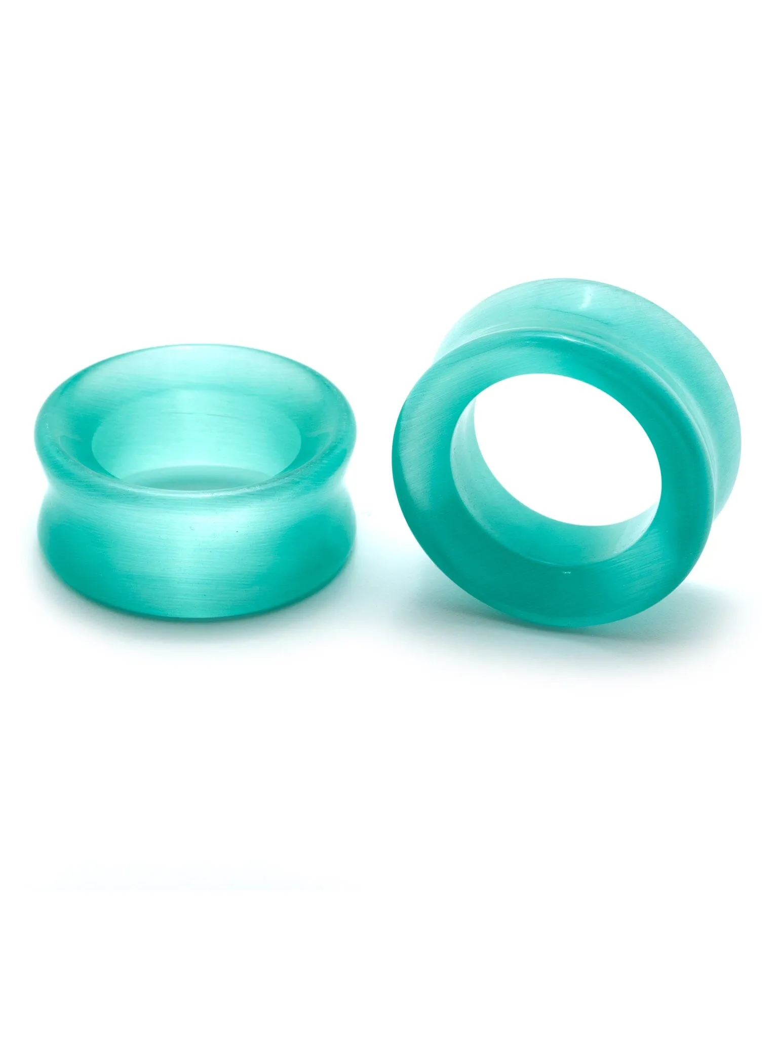 Mint Green Cat's Eye Stone Tunnels