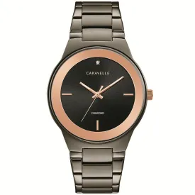MODERN GENTS WATCH WITH GUNMETAL CASE AND ROSE GOLD-TONE ACCENTS