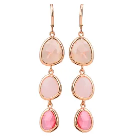 New Fashion Dangle Long Earrings Fashion Jewelry Charms Colorful Crystal Stone Long Drop Pink Earrings For Women