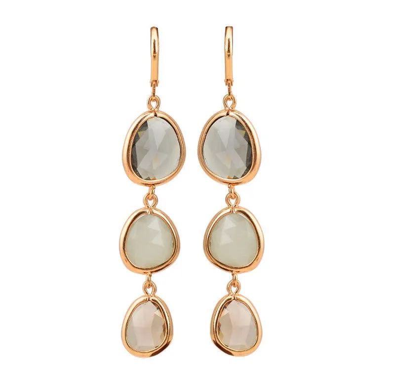 New Fashion Dangle Long Earrings Fashion Jewelry Charms Colorful Crystal Stone Long Drop Pink Earrings For Women