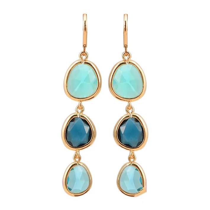 New Fashion Dangle Long Earrings Fashion Jewelry Charms Colorful Crystal Stone Long Drop Pink Earrings For Women