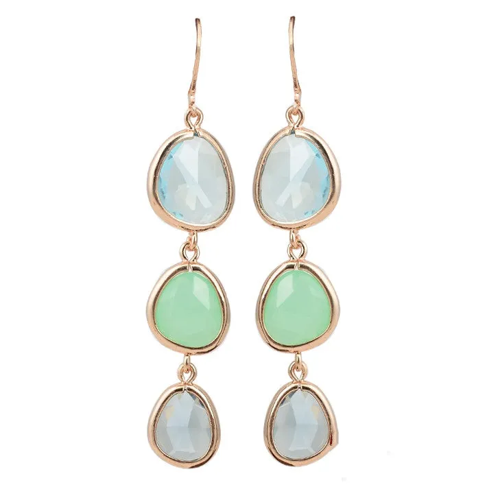 New Fashion Dangle Long Earrings Fashion Jewelry Charms Colorful Crystal Stone Long Drop Pink Earrings For Women