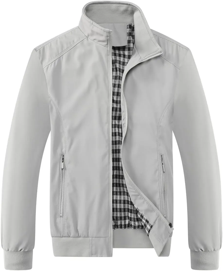 perdontoo Men's Casual Shell Jacket Zip Up Windbreaker Outdoor Recreation Coat