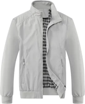 perdontoo Men's Casual Shell Jacket Zip Up Windbreaker Outdoor Recreation Coat
