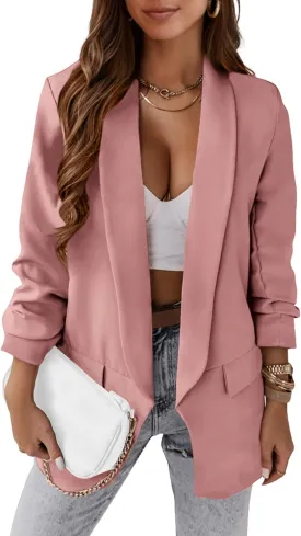 PRETTYGARDEN Womens Casual Blazer 2025 Spring Fall Fashion Long Sleeve Open Front Work Office Suit Jackets