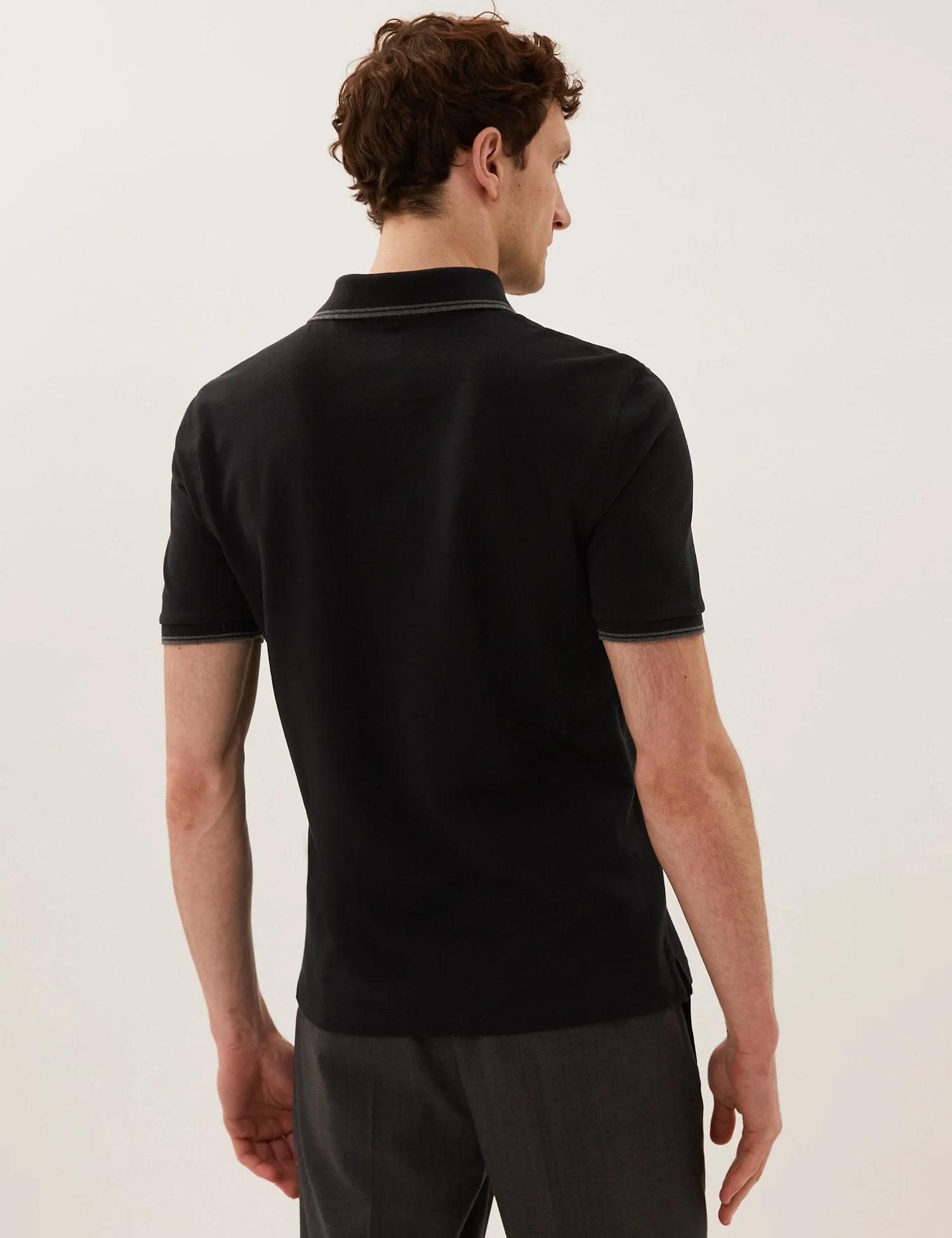 Pure Cotton Tipped Pique Polo Shirt