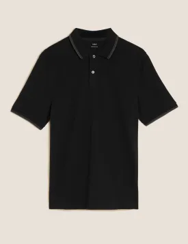 Pure Cotton Tipped Pique Polo Shirt