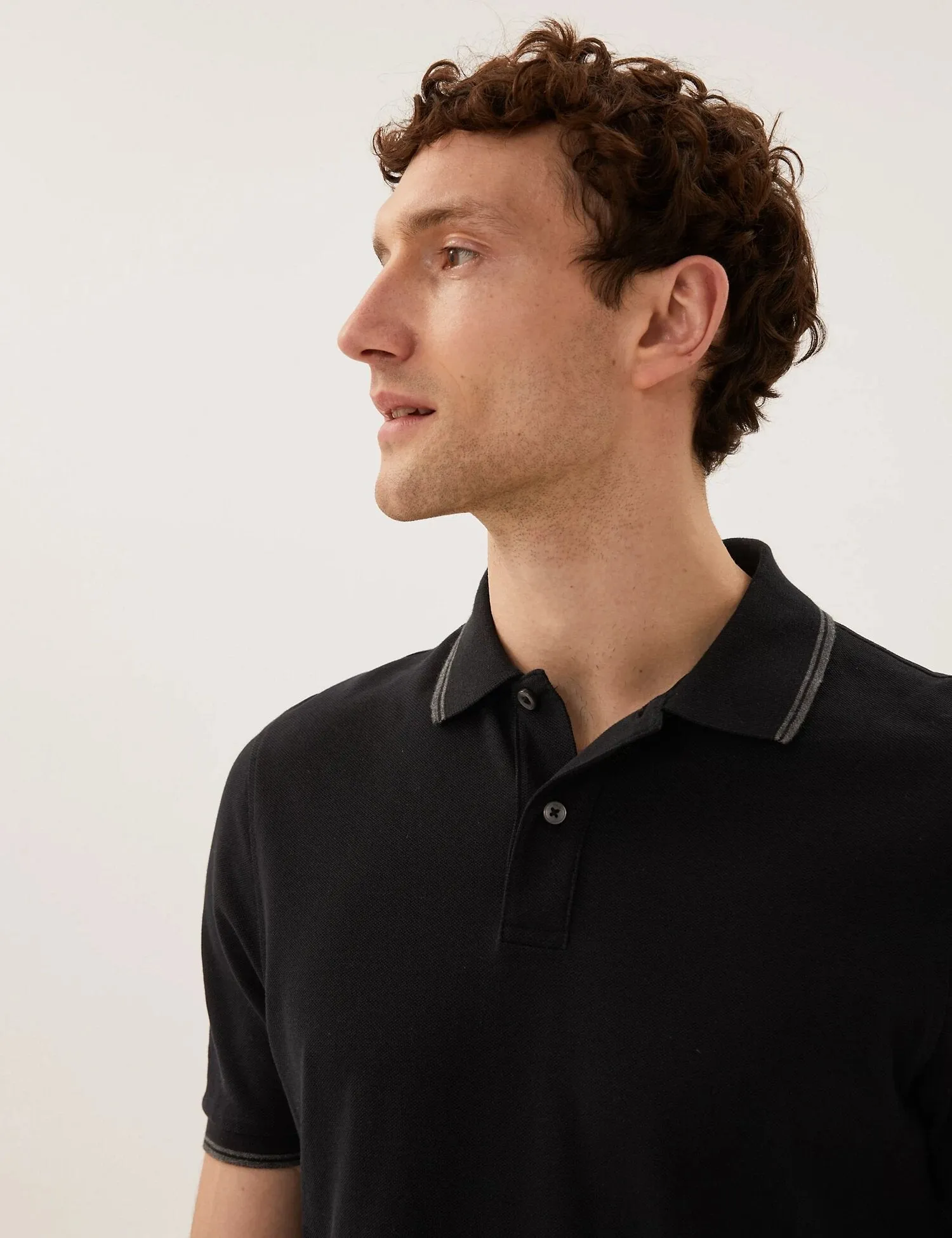 Pure Cotton Tipped Pique Polo Shirt
