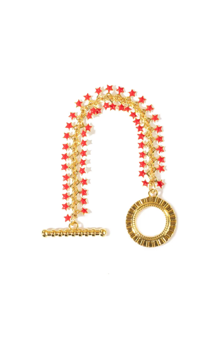 Red & Gold Stars Bracelet