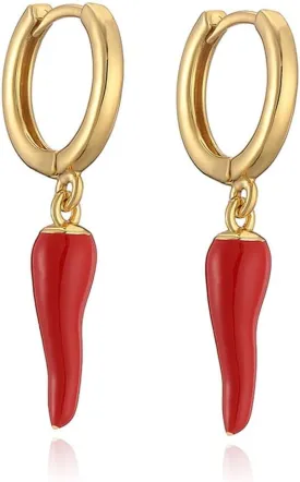 Red Chili Pepper Small Hoop Dangle Drop Earrings for Women Cute Funny Red Enamel Huggie Hoops Lightweight Dangling Hypoallergenic Fashion Y2K Jewelry Gift