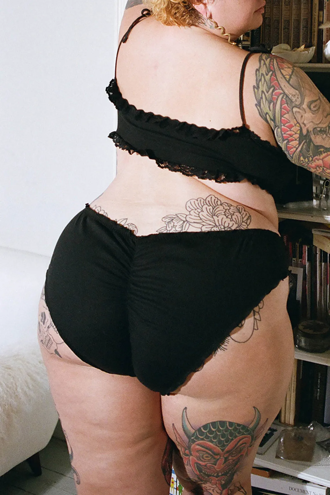 RETIRING 12/31 Tether Lace Up Bloomer Panty Rib Knit Jersey (Black or Oat)