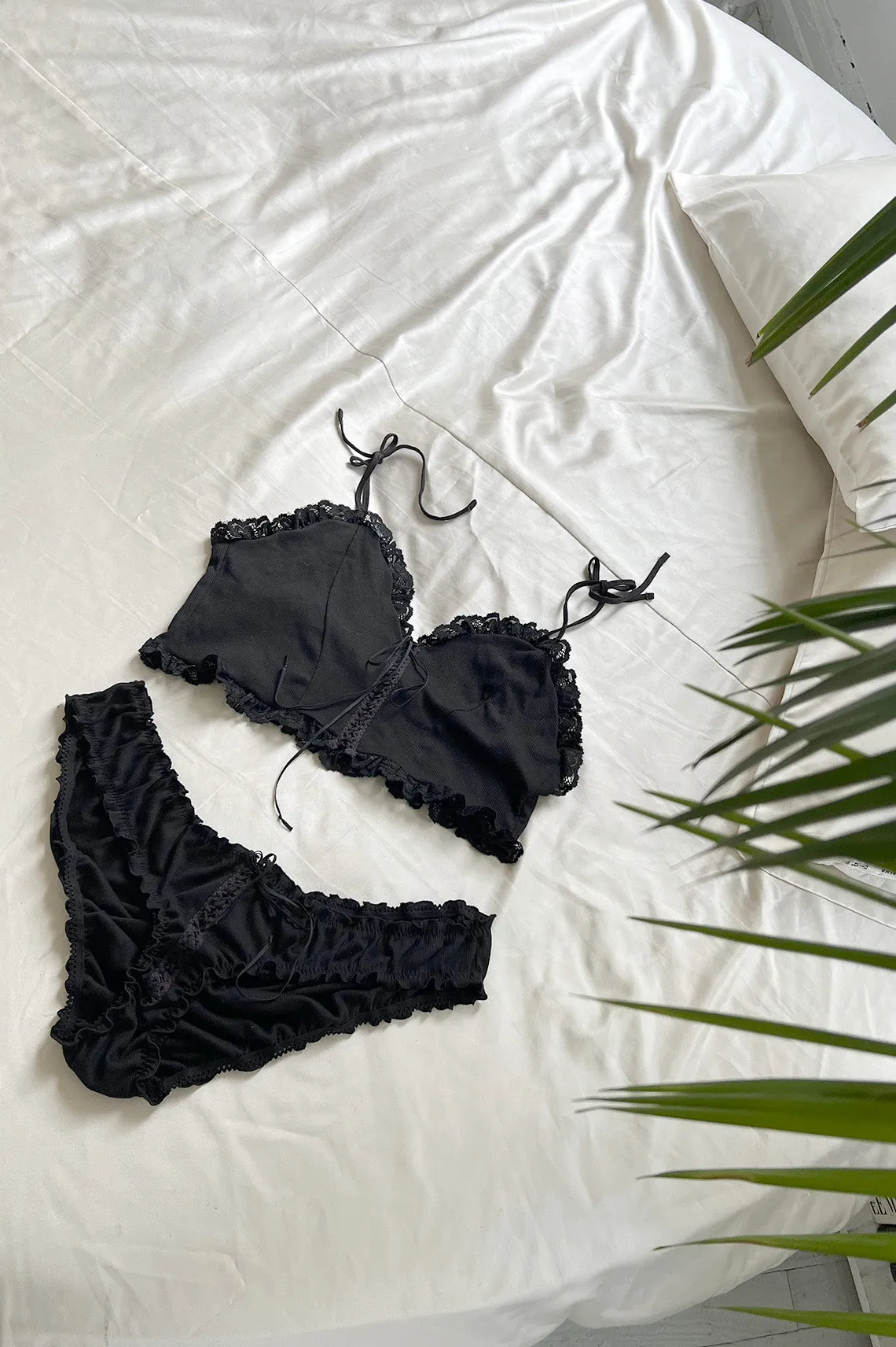 RETIRING 12/31 Tether Lace Up Bloomer Panty Rib Knit Jersey (Black or Oat)