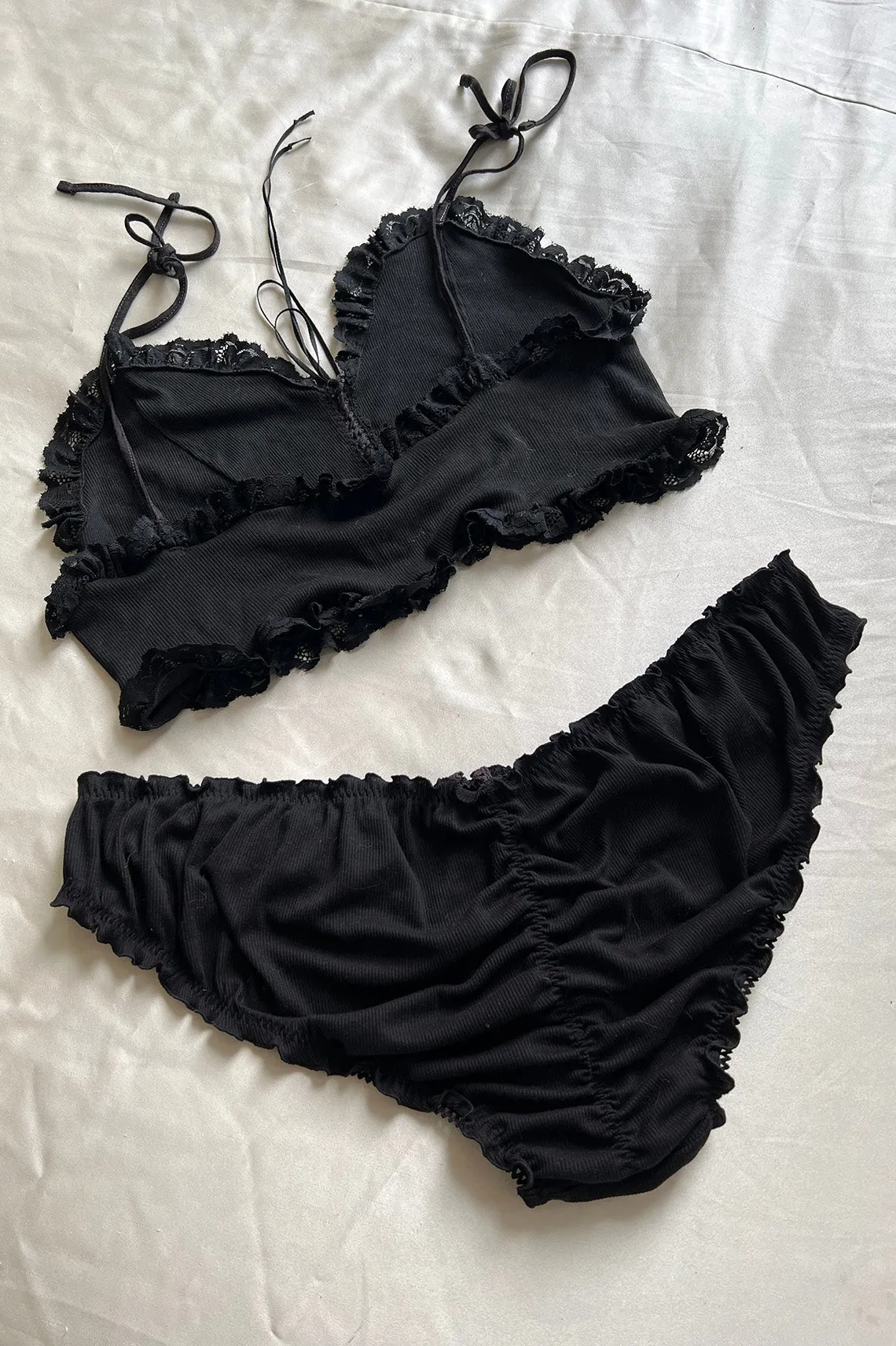 RETIRING 12/31 Tether Lace Up Bloomer Panty Rib Knit Jersey (Black or Oat)
