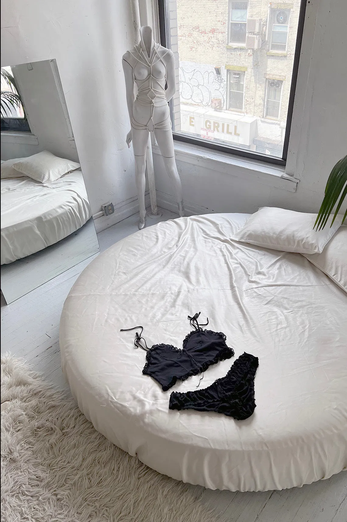 RETIRING 12/31 Tether Lace Up Bloomer Panty Rib Knit Jersey (Black or Oat)