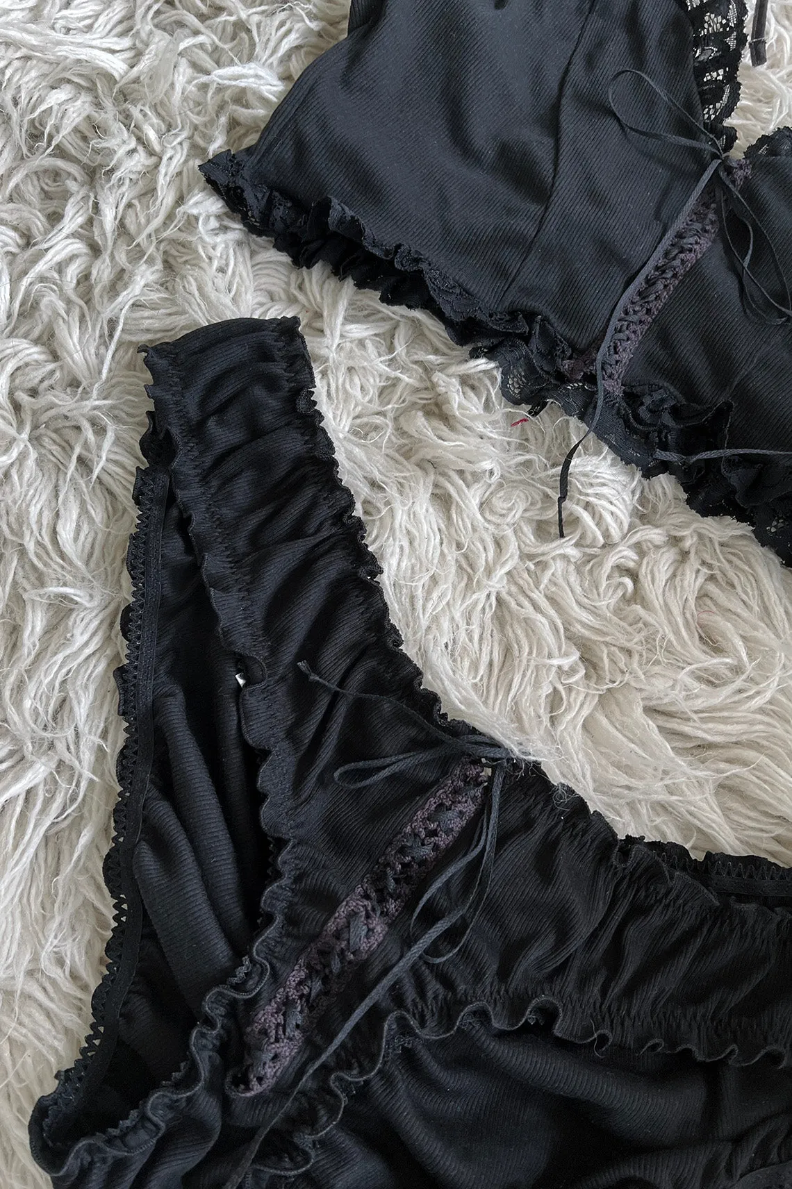 RETIRING 12/31 Tether Lace Up Bloomer Panty Rib Knit Jersey (Black or Oat)
