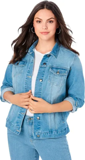 Roaman's Women's Plus Size Essential Stretch Denim Jacket