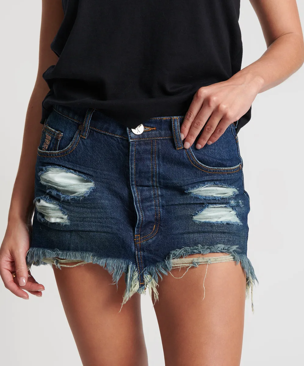 ROYAL BLUE JUNKYARD DENIM SKIRT
