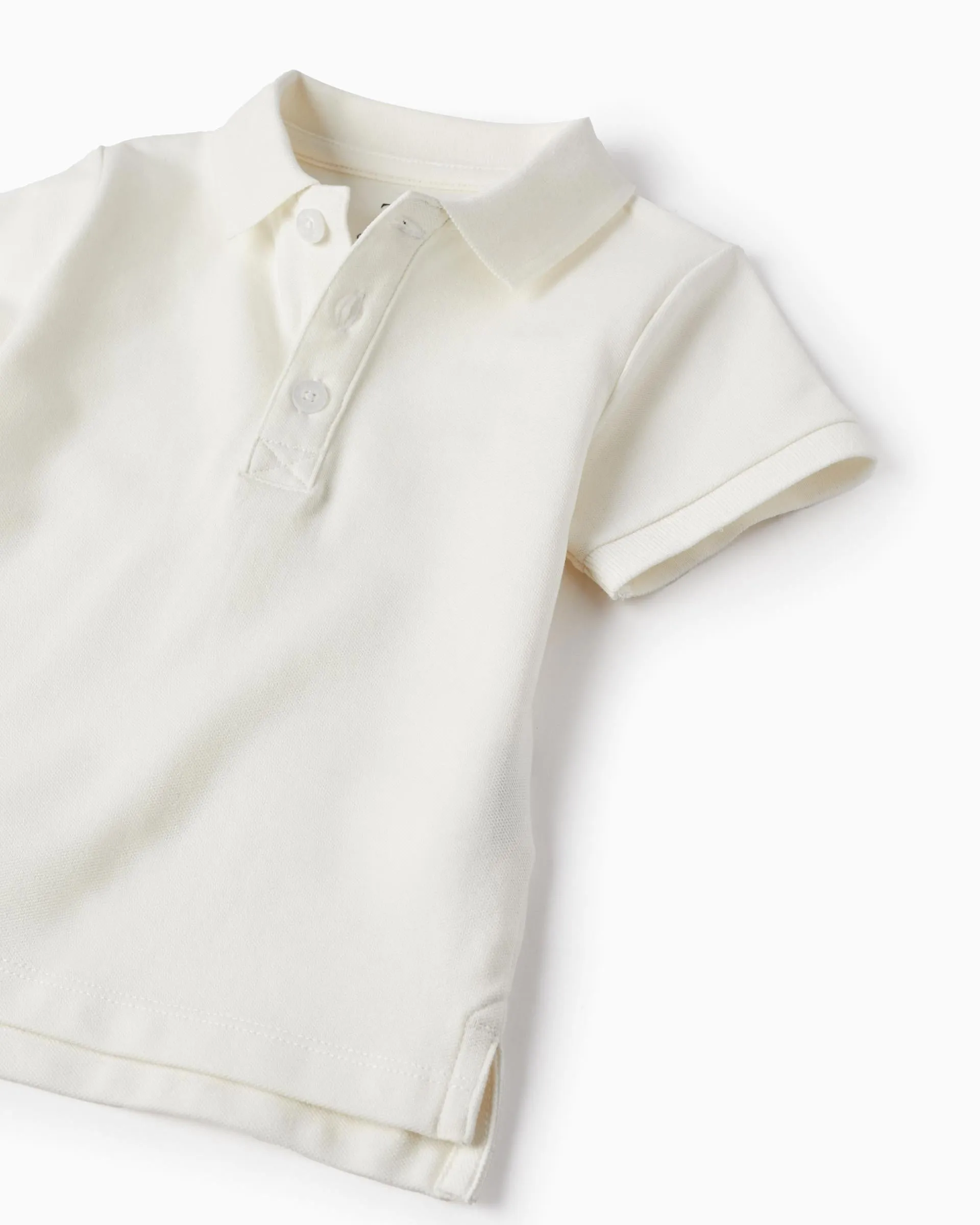 Short Sleeve Polo in Cotton Piqué for Baby Boys, White