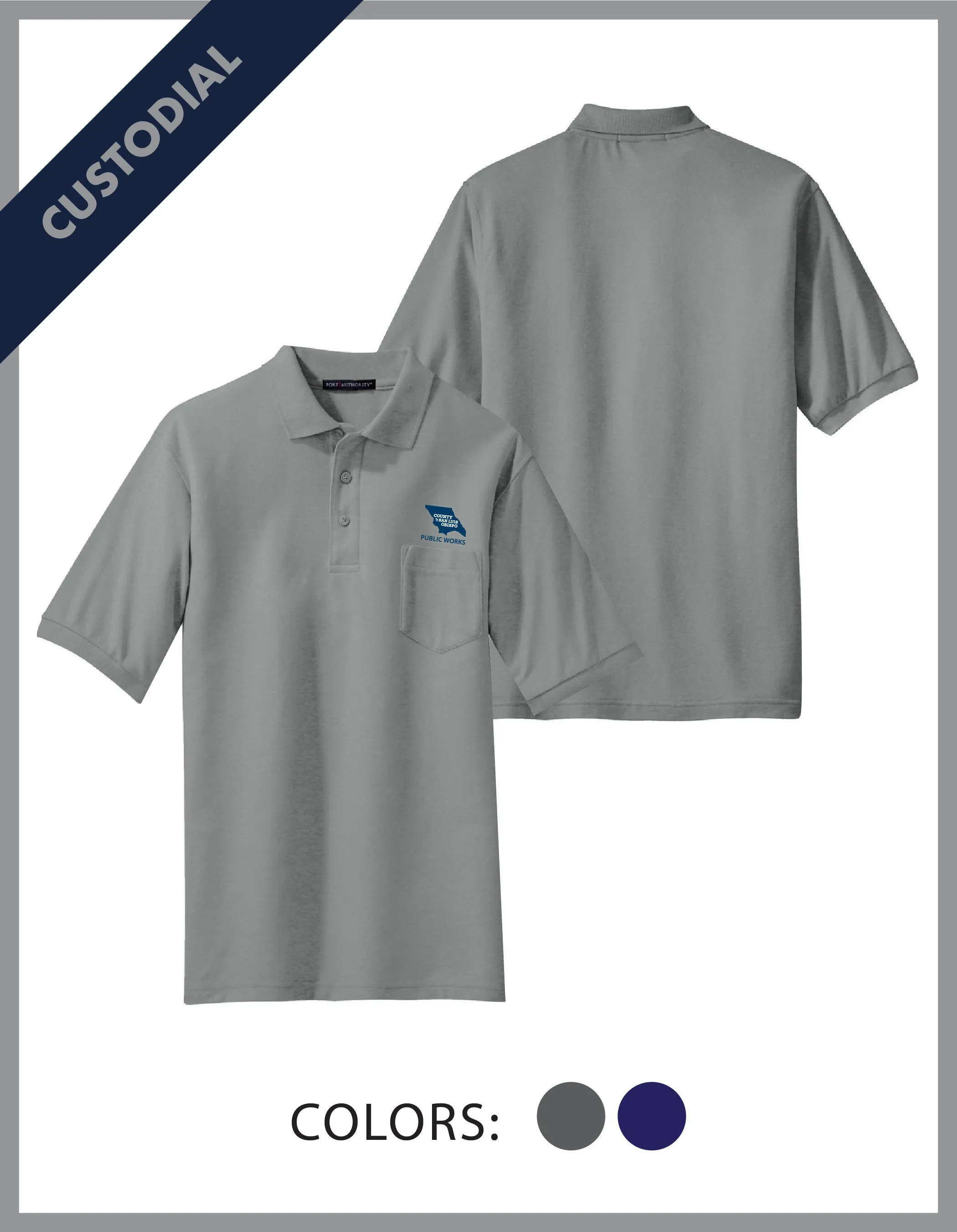 SLO Public Works - (Custodial) Cotton Pique Polo W/Pocket