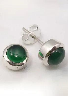 Solid Silver Green Onyx Stud Earrings
