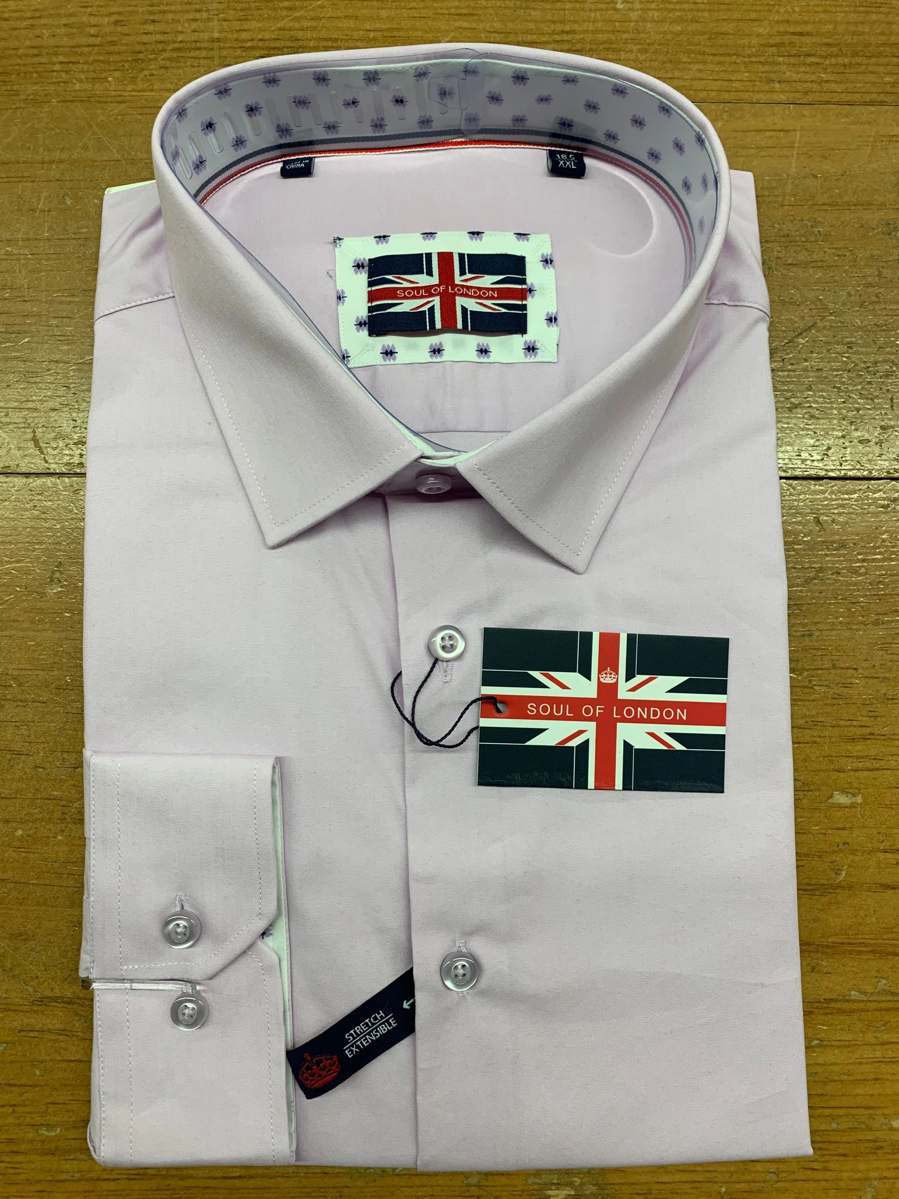 SOUL OF LONDON L/S SPORT SHIRT W/STRETCH