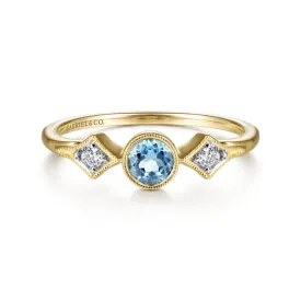 Swiss Blue Topaz and Diamond Ring