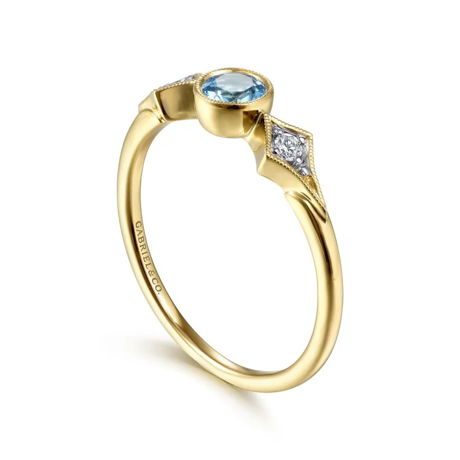 Swiss Blue Topaz and Diamond Ring