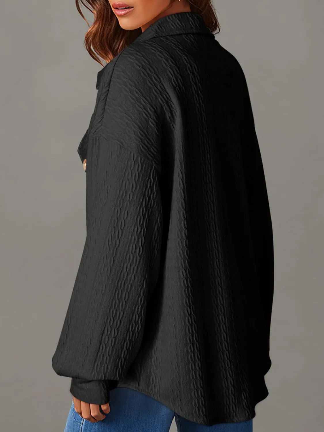 Textured Button Up Long Sleeve Shacket - 5 Colors