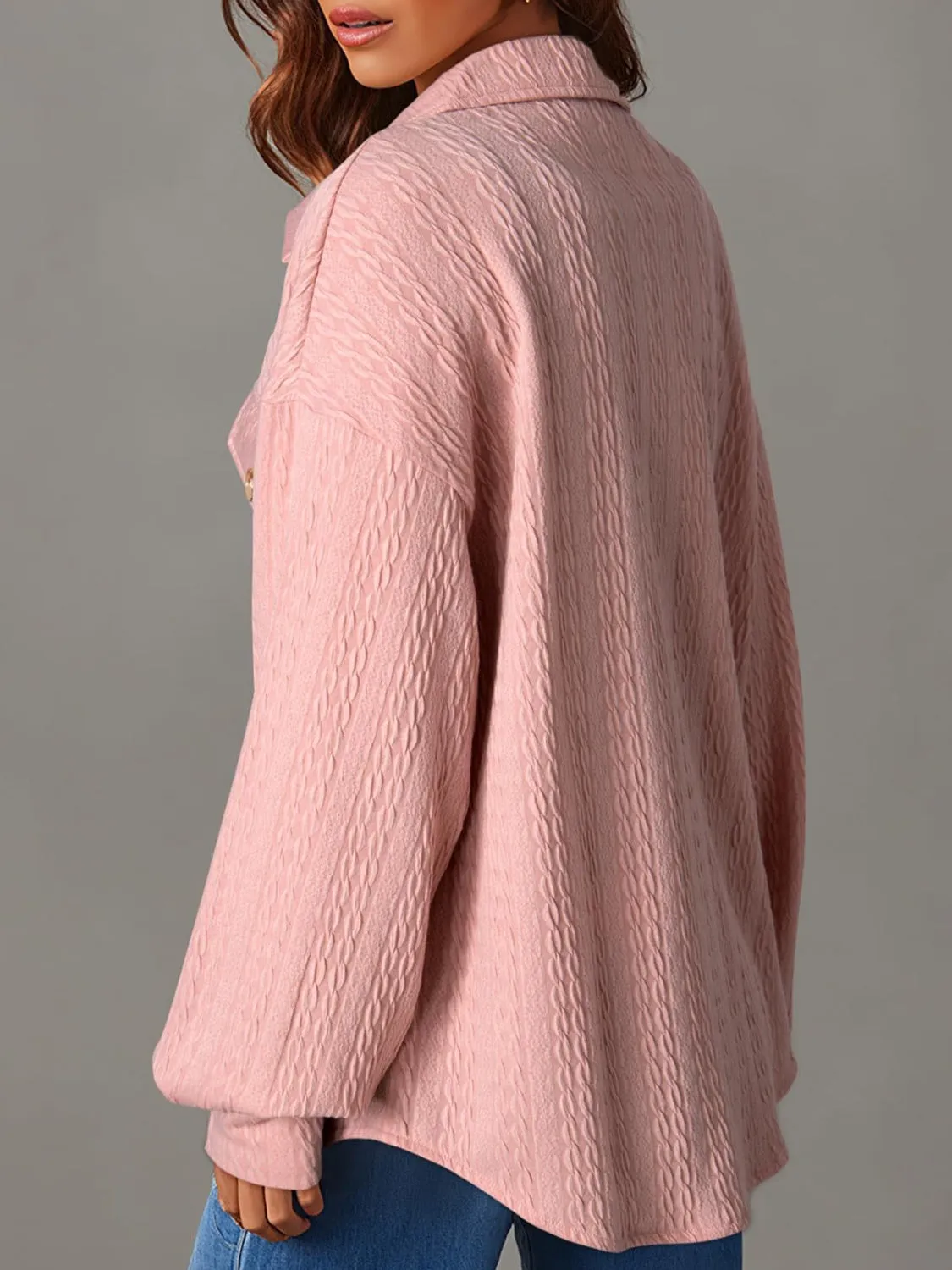 Textured Button Up Long Sleeve Shacket - 5 Colors