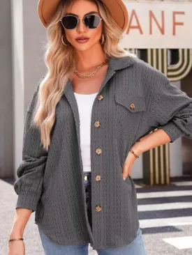 Textured Button Up Long Sleeve Shacket - 5 Colors