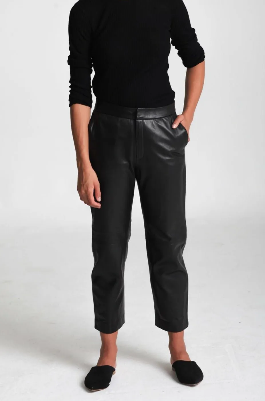 THE LAUREN TROUSER IN BUTTER SMOOTH ITALIAN LEATHER