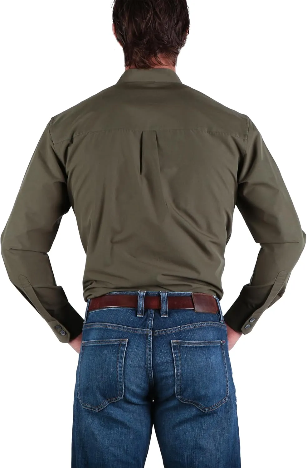 Traditional Irish Grandfather Shirt, Men's Casual Long Sleeve Button Down Poplin Style Dress Shirt with Band Collar
