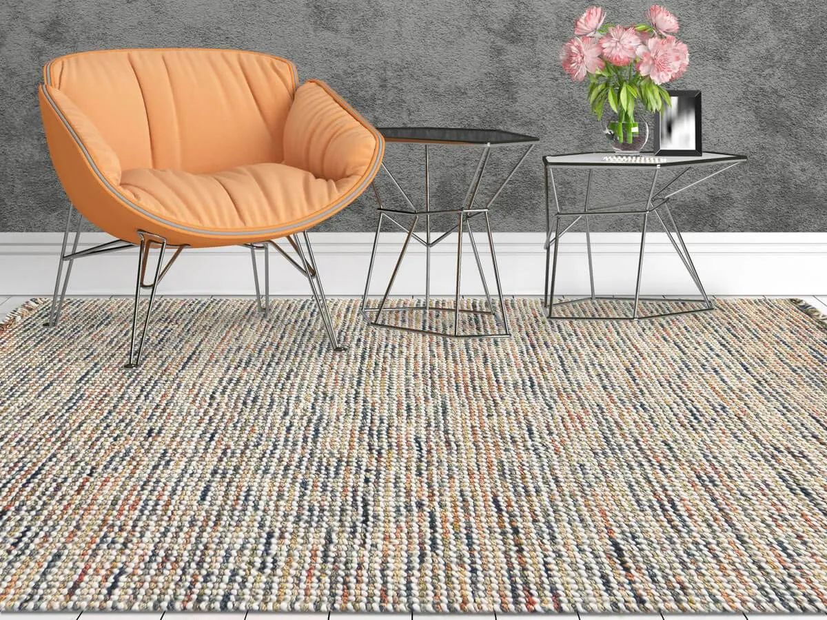 Vivid Modern Orange Hand-Woven Rug 2'x3'
