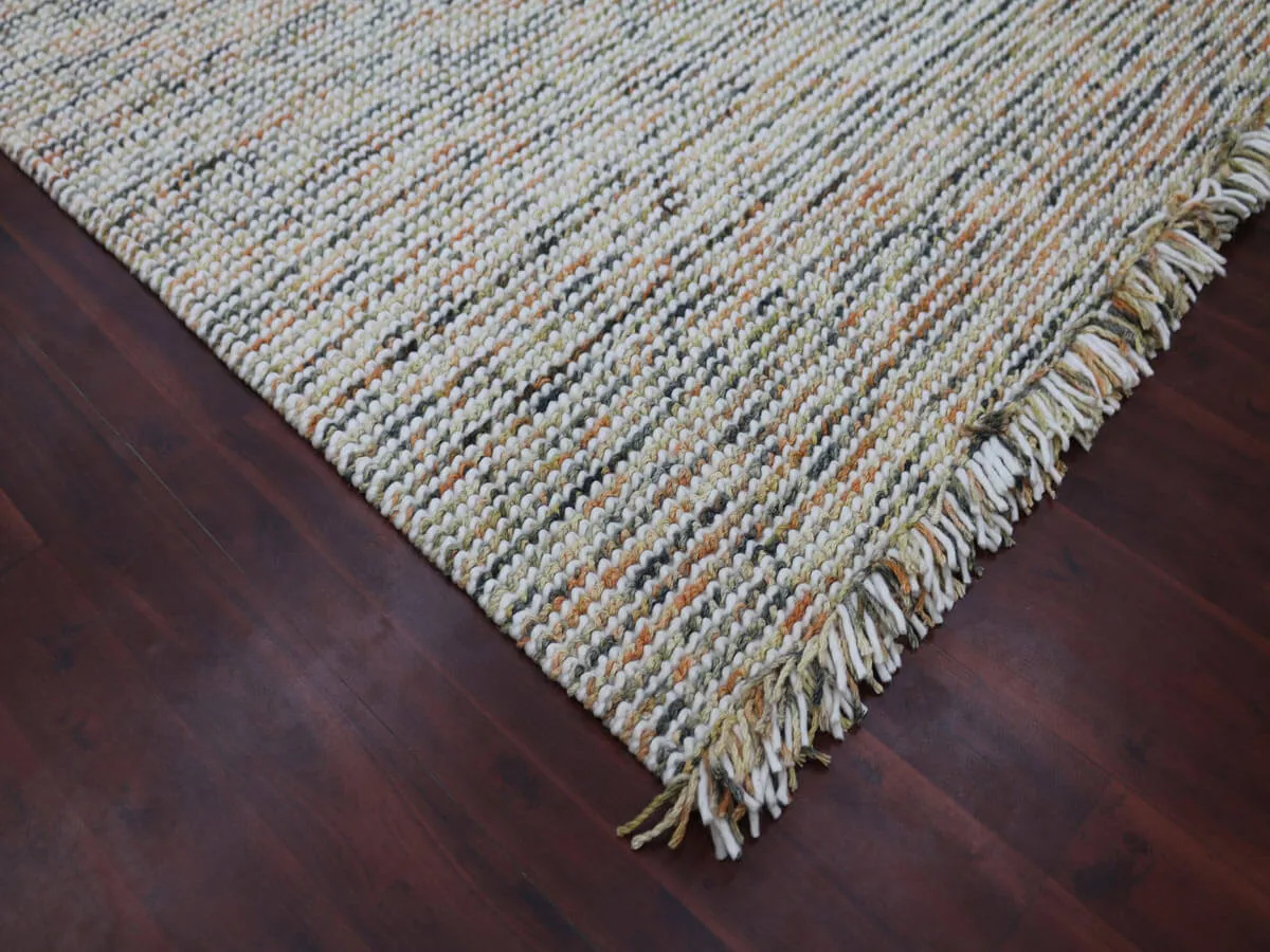 Vivid Modern Orange Hand-Woven Rug 2'x3'