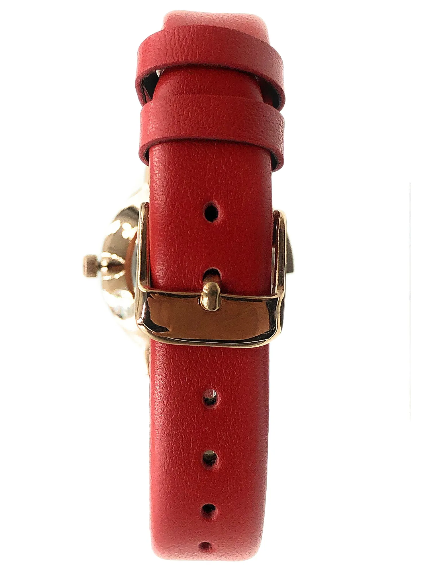 Women's 30mm Red Modern Calfskin Leather Strap Watch