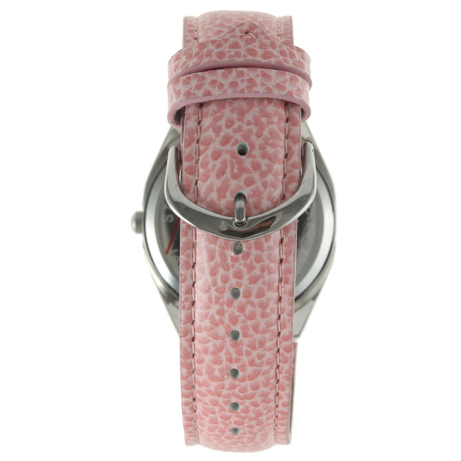 Women's 37mm Pink Watch with Crystal Bezel Leather Band