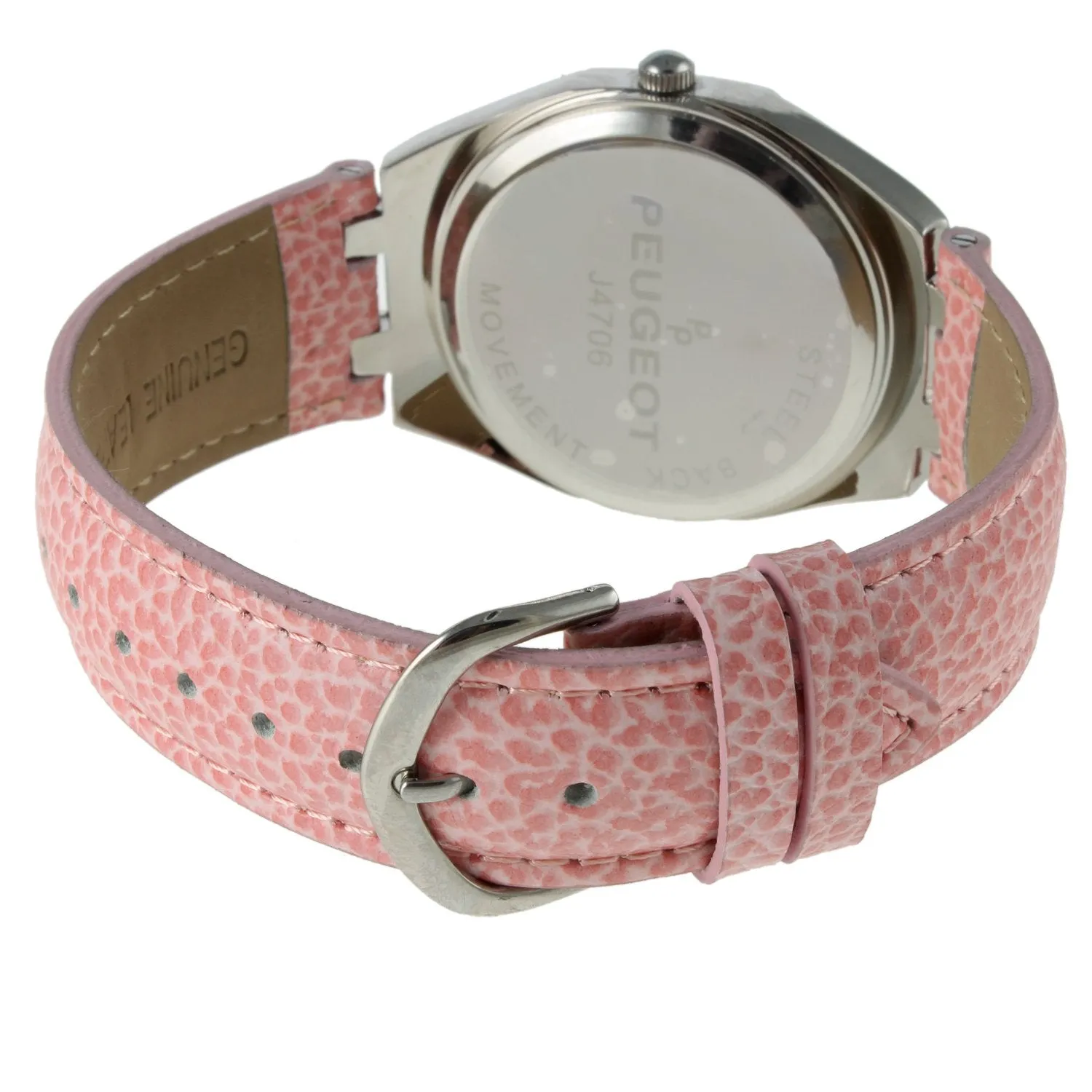 Women's 37mm Pink Watch with Crystal Bezel Leather Band