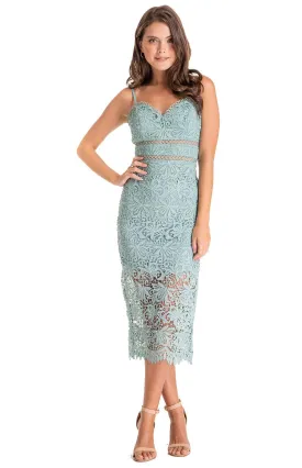 Women's Mint Love Heart Neckline Lace Dress