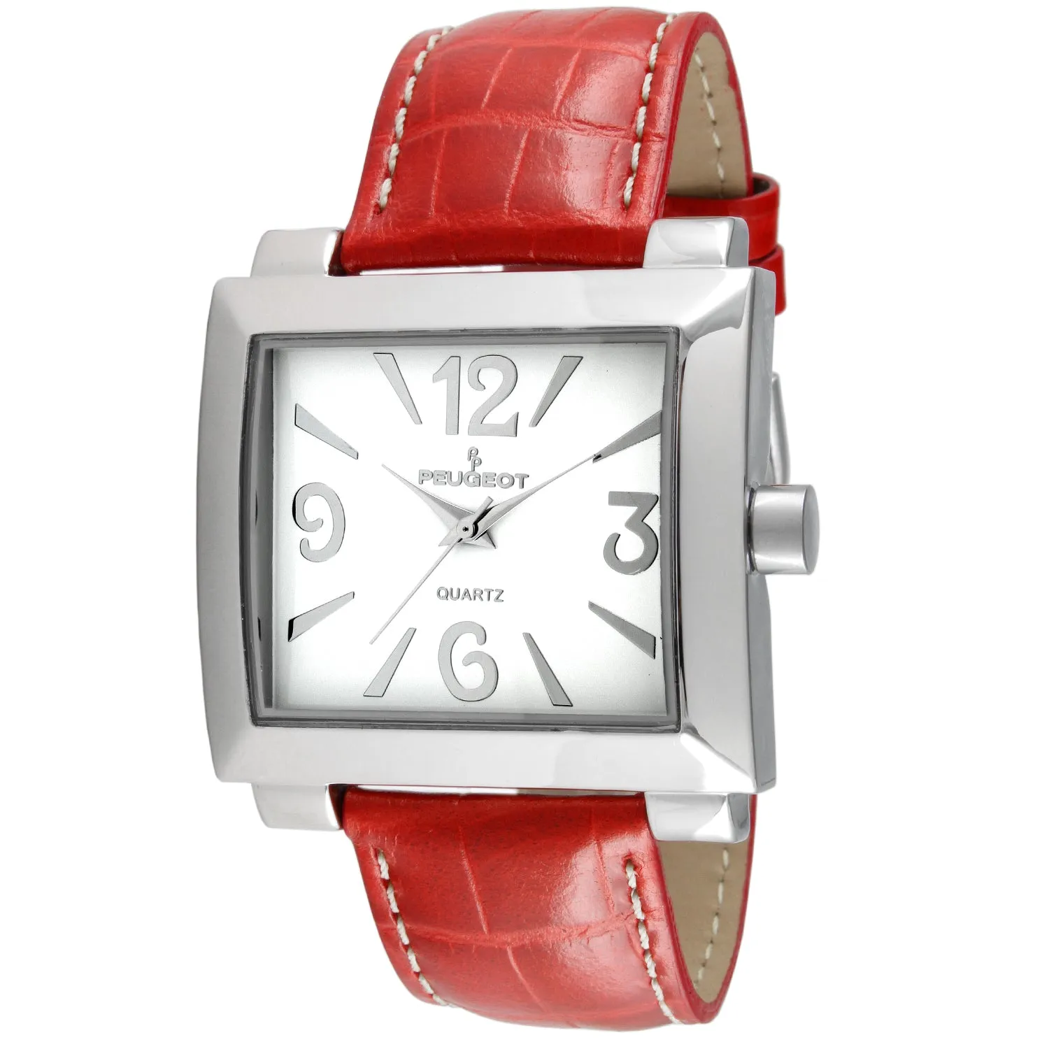 Women's Square 35x40mm Easy Read Big Face Watch with Leather Band
